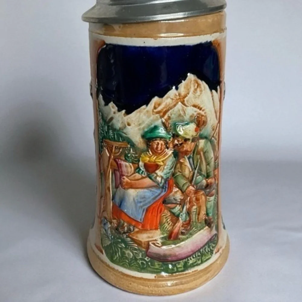 VTG Beer Stein With‎ Lid Made In Western Germany Hunter Date 9